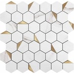 Papier Peint Carrelage Autocollant Motif hexagonal blanc 30 x30 cm Style Mosaïque Sticker Mural Film Décoratif Imperméable pour Carreaux de Mur de