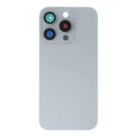 Glass Back For iPhone 15 Pro White Titanium Battery Door Plain No Logo