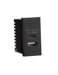 Knightsbridge NETUSBC Dual USB A+C Charger (3.1A) Module 25 x 50mm - Black