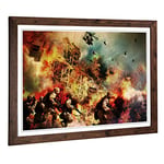 Big Box Art Framed Print of War Battle Scene Army (2) Design | Wall Art Picture | Home Decor for Kitchen, Living, Dining Room, Bedroom, Hallway, Office, Walnut, A2 / 24.5x18 Inch / 62x45cm