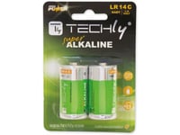 Techly Lr14 C 1.5V, Engångsbatteri, C, Alkalisk, 1,5 V, 2 Styck, Multifärg