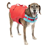 Kurgo Gilet de Sauvetage Surf n’ Turf pour Chien, Veste de sécurité Gonflable pour activités Nautiques pour Chiens, Réfléchissant, Réglable, Rouge, Taille XL