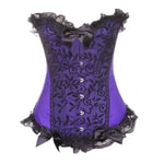 CIDCIJN Women Warm Corset,Sexy Ladies Corset With Zipper Vintage Style Over Bust Corsets And Bustiers Floral Lace Top Lingerie Fashion,Purple,Xl