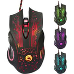 6D-MUS USB-trådbunden spelmus 3200 dpi 6-knappars LED Optisk Professionell Pro Mouse Gamer Datormöss för PC Bärbar dator