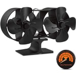 Ventilateur de poêle à bois à double moteur 8 pales de petite taille, chauffage silencieux, alimenté par l'air, ventilateur écologique pour poêles à