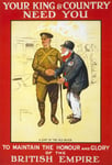 W84 Vintage WWI British Empire King & Country Needs You Join Enlist Army World War 1 Recruitment Poster WW1 Re-Print - A1 (841 x 610mm) 33" x 24"