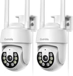 Camera Surveillance Wifi Exterieure Sans Fil, 360° Ptz Caméra Avec Enregistrement 24/7, Détection De Mouvement, Vision Noctur