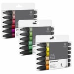 Winsor & Newton Promarker Twin Tip Markers - Green, Red Or Yellow Tones 6pc Sets