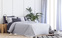 Todocama Beddy Couvre-lit boutis Fin avec Motif Losanges, pour Printemps, été, Automne et Hiver. 100% Microfibre Extra Douce. Couvre-lit Multi-usages pour lit de 80/90-180 x 260 cm, Gris Clair