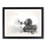 Rubber Ducks Modern OPposites Attract Modern FC Framed Wall Art Print, Ready to Hang Picture for Living Room Bedroom Home Office Décor, Black A4 (34 x 25 cm)