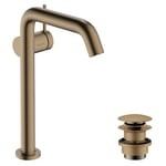 hansgrohe Tecturis S Fine - Mitigeur de lavabo avec vidage Push-Open, économie d'énergie (CoolStart), Robinet salle de bain 240mm, économie d'eau (EcoSmart+), Bronze brossé, 73370140