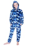 CityComfort Combinaison Pyjama Enfant, Grenouillère Surpyjama en Polaire, Combi Pyjama Enfant Garcon Fille Ado Gamer, Onesie Tout Doux Pilou Pilou 7-14 Ans (Bleu Camo, 13-14 Ans)