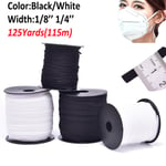 125 Yards Length Braided Elastic Band Diy Cord Knit Sewing Black 6mm/125yards