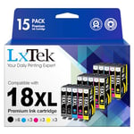 LxTek Compatible Cartouches d'encre Remplacement pour Epson 18XL pour Expression Home XP-322 XP-215 XP-205 XP-225 XP-305 XP-325 XP-422 XP-405 XP-415 XP-425 XP-315 (Noir Cyan Magenta Jaune, 15-Pack)