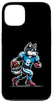 Coque pour iPhone 13 Wolf Football américain pour garçons