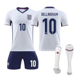 Fotbollströja Barn UEFA EM 2024 England Hem Fotbollsdräkter Barn Bellingham NO.10 set 26