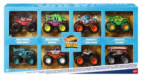 Hot Wheels Coffret de 8 véhicules Monster Trucks Live en métal à l’échelle 1/64 avec Les Personnages et héros préférés des Fans de Monster Trucks Live et de la série Youtube, JCW76