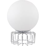 Etc-shop - Lampe de table design treillis chromé rétro lampe boule de verre blanc opale dans un ensemble comprenant des ampoules led