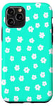 iPhone 11 Pro Turquoise White Ditsy Flowers Floral Pattern Case