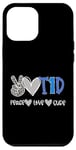 Coque pour iPhone 13 Pro Max Peace Love Cure : sensibilisation au diabète de type 1 (T1D)