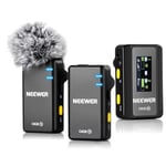 NEEWER CM28 Système de Microphone Cravate sans Fil, Suppression du Bruit en 1clic,Stockage de 4Go pour 9heures d'audio 48kHz16bits,Micro-Cravate Compatible avec iPhone/Android/PC/Appareil Photo/iPad