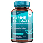 Marine Collagen 1000mg Enhanced with Hyaluronic Acid 100mg - 90 Super Strength Capsules - Hydrolysed Collagen Supplements - Vitamin C, Vitamin E, Vitamin B2, Zinc, Copper - Made in The UK by Nutravita