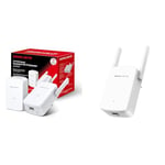 Mercusys CPL WiFi N 300Mbps + 1000 Mbps Adapteur, Boitier avec 1 Port Gigabit et Prise Intégrée & Répéteur WiFi ME30, Amplificateur WiFi AC1200Mbps, WiFi Extender, Bouton WPS