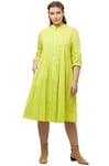 Ulla Popken Femme Grandes Tailles Robe Chemisier, Ligne en A, col Montant, Manches 3/4 Citron Vert 50+ 815711400-50+