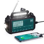 Crank Radio DAB+/DAB/FM with 5000 mAh Battery, Rechargeable, Emergency Radio with Torch & Reading Light, Portable Camping Radio with USB Charging, FM Dynamo Radio, SOS Alarm for Hiking, Outdoor