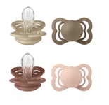 BIBS - Pacifier Supreme 2x 2 PACK - Vanilla/Dark Oak & Woodchuck/Blush - Size 1