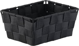 Avilia Organiseur de salle de bain - Panier de rangement idéal pour linge, bijoux, cosmétiques, aussi pour salon, chambre, armoires, en polypropylène tressé, 19 x 8 x 14 cm, noir