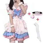 Mub- Maid Theme Restaurant Cafe Cosplay Dress Collar Bell White Socks stocking Sexy Dress Consume Maid Anime Maid Cosplay Costume 02 XL