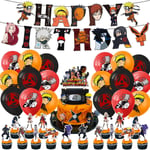 Naruto Cartoon Tema Födelsedagsfest Dekoration Leveranser Inkluderar Banner Ballonger Cupcake Toppers Set