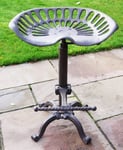 Brown Bar Stool Vintage Cast Iron Tractor Style Seat Adjustable Kitchen Garden