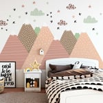 Stickers muraux enfants - Décoration chambre bébé - Autocollant Sticker mural géant enfant montagnes scandinaves priska - 50x75cm