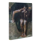 Lucifer Vol.2 By Franz Von Stuck Classic Painting Canvas Wall Art Print Ready to Hang, Framed Picture for Living Room Bedroom Home Office Décor, 24x16 Inch (60x40 cm)