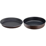 Tefal Perfectbake Moule A Tarte 33cm Aluminium 100% recyclé J5542102, fabriqué en France & PERFECTBAKE Moule A Manqué Brun 24cm, aluminium 100% recyclé J5549602, fabriqué en France