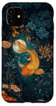 Coque pour iPhone 11 Poisson doré Lune Fleurs Cottagecore