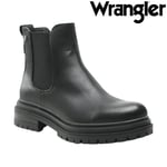 Wrangler Womens Chelsea Boots Dealer Black Leather Biker 4- 8 Courtney WL22611A