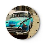 Horloge murale en verre 40x40cm Voiture classique cuba havane Wall Clock