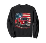 Fire Truck American Flag Rug Sweatshirt