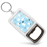 Acrylic Bottle Opener Keyring - Blue Polar Bear Penguin Winter Ice  #44385