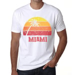 Homme Tee-Shirt Palmier Plage Coucher De Soleil À Miami - Palm, Beach, Sunset In Miami - T-Shirt Graphique Éco-Responsable Vintage Cadeau Nouveauté