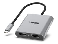 Unitek - Videokort - 24 Pin Usb-C (Hane) Till Displayport (Hona) - Thunderbolt 3 / Thunderbolt 4 / Displayport 1.4 - 15 Cm - 8K60 Hz (7680 X 4320) Stöd, Dubbelt 4K 60 Hz-Stöd, Stöd För Dp Alt-Läge - Rymdgrå