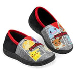 Pokémon Chaussons Enfant Garcon Pikachu Pantoufles Fantaisie Chausson Mixte Enfant 28-38 (Noir/Rouge, 33 EU)