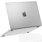 NPUOLS Coque Compatible avec 2024-2022 MacBook Air 13,6" M3 A3113 M2 A2681, [Restaurer la Couleur du Mac], Ultra Mince Anti-Rayures, Étui Rigide + EU Couverture de Clavier, Transparent Mat