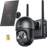 3G/4G Lte Camera De Surveillance Sans Fil Solaire,4Mp Camera Exterieur Avec Batterie 14400Mah,360°Ptz Vision Nocturne Couleur,Detection Humaine Et Suivi Automatique,Carte Sim Incluse