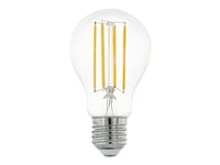 Eglo - Led-Glödlampa Med Filament - Form: A60 - E27 - 12 W (Motsvarande 100 W) - Klass E - Varmt Vitt Ljus - 2700 K - Transparent