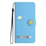 Jeffene Coque Portefeuille pour iPhone 16(6,1"),Étui à Rabat Housse en Cuir,Chat Pochette Carte Magnétique de Protection Cover Case Antichoc pour iPhone 16,Bleu