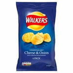 Walkers Cheese & Onion Crisps 25g x 6 per pack - Pack of 2